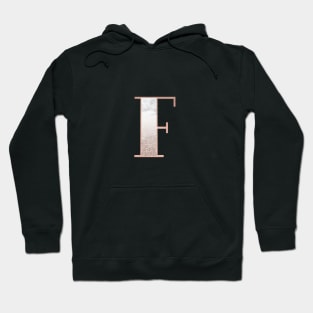 Monogram rose gold glitter marble F Hoodie